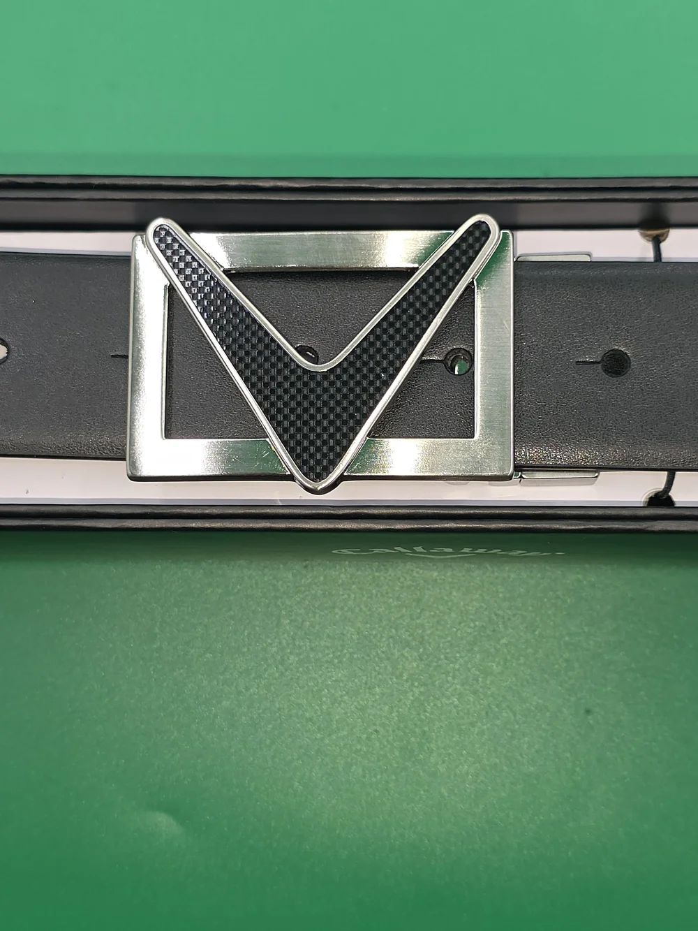 Callaway Men's Black Leather Belt - Size M (34-36) New In Box